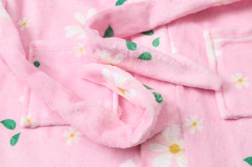 Image of Umeyda Girls Fleece Hooded Robes, Warm Printed Bath Robe for Kids Soft Fuzzy Bathrobe for Gifts