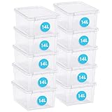 SmartStore Aufbewahrungsboxen 14L – 10 transparente und stapelbare Boxen mit Deckel und Clipverschluss weiss– BPA-frei und lebensmittelecht – 40 x 30 x 18cm, Durchsichtig, 3508141RP