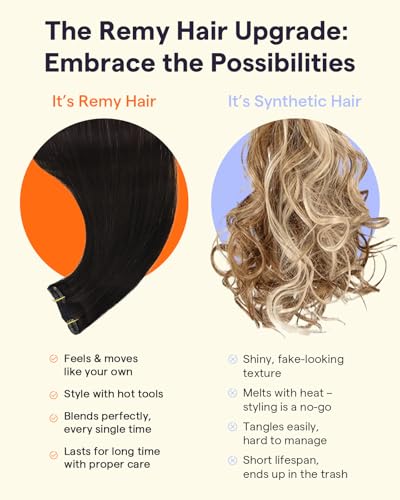 Image of Full Shine Black Clip in Extensions Real Human Hair | Natural Clip in Hair Extensions, for Black Women, Soft Natural Look, 16 Inch 3 Pcs 60g