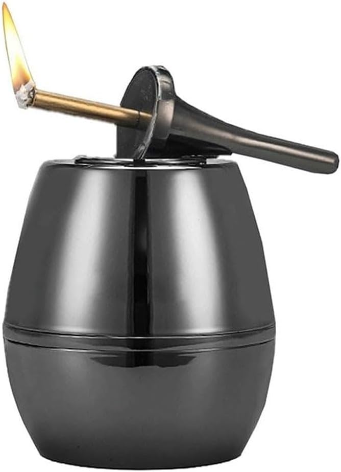 Electric Permanent Match Lighter, Reusable Metal Kerosene Lighter, Gifts for Men(Black)
