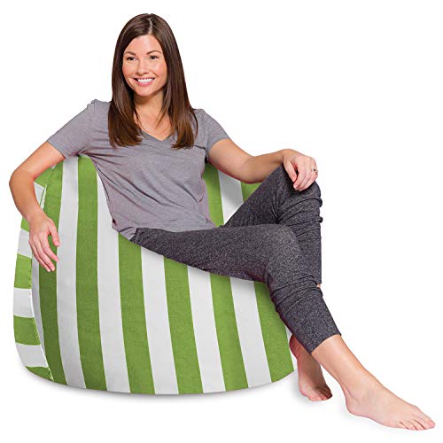 Posh Beanbags Bean Bag Chair, X-Large-48in, Canvas Stripes Green and White - //coolthings.us