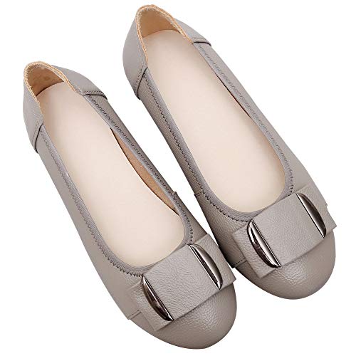 Women's Round Toe Low Wedge Heel Slip on Ballet Flats Office Shoes4
