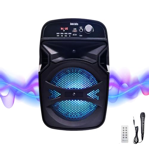 LINK BITS VA626TP Bocina Bluetooth 6.5 Pulgadas, Recargable Altavoces Speaker Control y micrófono, bafle Karaoke para Fiesta con Luz Led