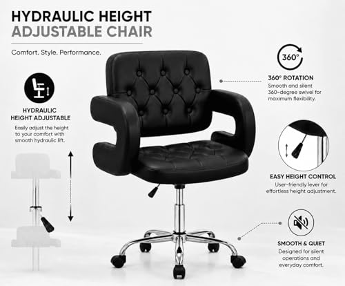 Image of Modern Button Shape Bar Stool with 360 Swivel | Height Adjustable Bar Chair | Counter Stool & High Chairs | Comfortable for Home, Office, Restaurant Bar & Cash Counter - (Black)