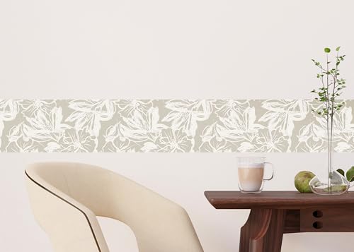 AG Design Selbstklebende Bordüre Blumen, AWB 8418 | Wasserfest Dekoration für Wände, Möbel, Tapeten, Wandverkleidungen und Türen, Folie, Mehrfarbig | Breite 500 cm x Höhe 13.8 cm