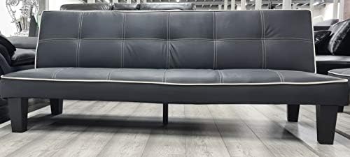 Modernique Black Faux Leather 3 Seater Sofa Bed 3 Positioned BED, SOFA, RECLINER Back Rest Sofa with Click Clack Mechanism, Guest Bed, Game Chair, Spare Room Sofa bed