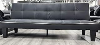 Modernique Black Faux Leather 3 Seater Sofa Bed 3 Positioned BED, SOFA, RECLINER Back Rest Sofa with Click Clack Mechanism, Guest Bed, Game Chair, Spare Room Sofa bed