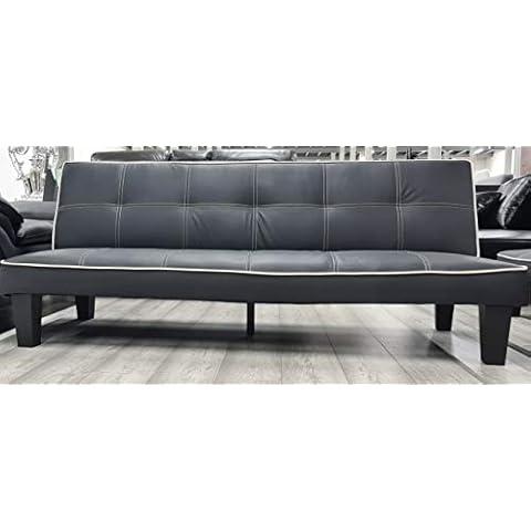 Modernique Black Faux Leather 3 Seater Sofa Bed 3 Positioned BED, SOFA, RECLINER Back Rest Sofa with Click Clack Mechanism, Guest Bed, Game Chair, Spare Room Sofa bed Cover
