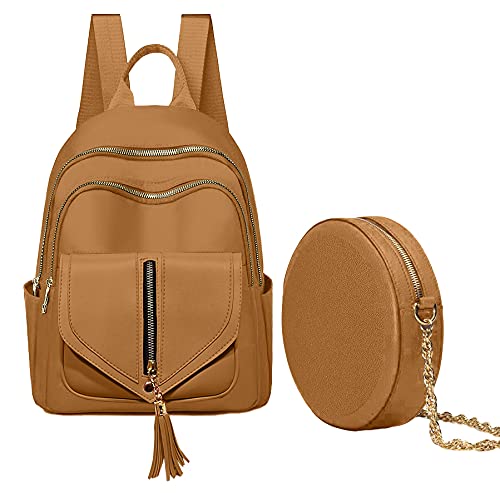 MOTAKA Women Backpack with Round Sling Bag With Adjustable Strap metalik