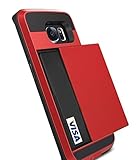 Galaxy S6 Edge Case, Anuck Galaxy S6 Edge Wallet case [Anti Scratch][Heavy Duty][Card Pocket] Dual Layer Shockproof [Soft Rubber Bumper] Hybrid Protective Card Case for Samsung Galaxy S6 Edge - Red