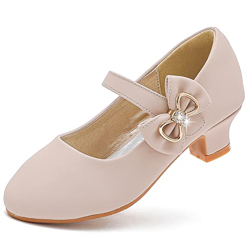 Image of Dufannie Girls Dress Shoes Princess Flats Heels for Toddler Little Big Kids