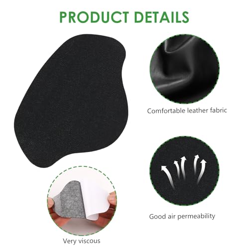 Image of Inside Shoe Heel Repair Patches, Self-Adhesive Shoe Hole Patch Kit for Sneaker Mesh Sports Tennis Work Hiking, Quick Fix for Inner Heel or Toe Holes (Black & White (24 Pcs, 7 /8.5 cm))