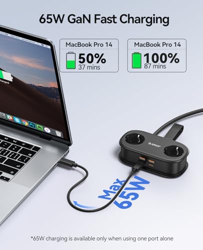 Accessoires Voyage Cabine : ORICO AP3 65W GaN USB‑C Multiprise de Voyage, 2 Prises avec 4 USB(2... – Image 2