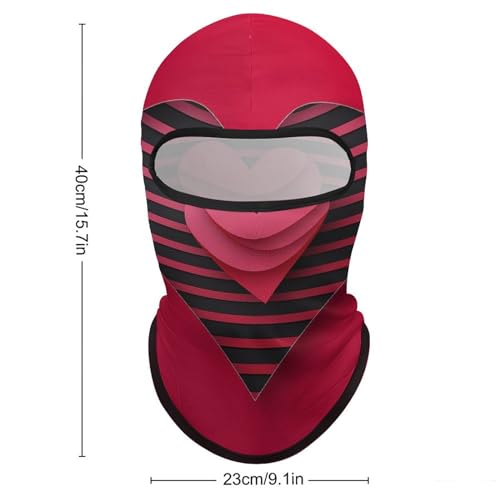 Balaclava con Estampado de Rayas y Corazones para Hombres y Mujeres, Máscara Facial de Protección Solar Transpirable para Cabeza Completa para Senderismo, Ciclismo, Correr y Conducir miniatura 2