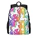 Imagen de ADAhgu Mochila de gran capacidad con estampado de unicornios en rayas