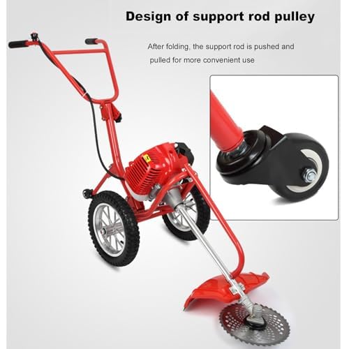 Máquina De Deshierbe A Gasolina De Empuje Manual, Cortacésped Portátil Y Desbrozadora para Recorte De Césped, Eliminación De Maleza Y Mantenimiento De Jardín Y Patio, Cortadora De Césped A Pie para
