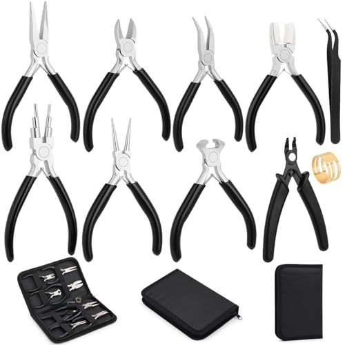shynek 10 Pieces Jewelry Pliers Tools Set Jewelry Making Tools Include 8 Pieces Pliers Jump Ring Opener Tweezers for Wire Wrapping 3D Printing Projects and Other DIY Projects