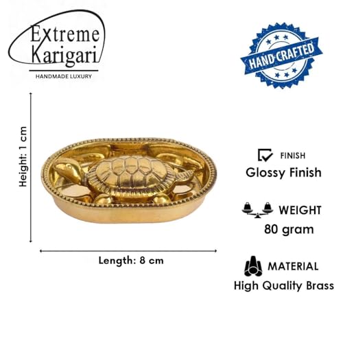 Image of Brass Tortoise Idol for Vastu, Feng Shui & Home Decor - 8 x 5.5 x 1 cm | Golden Turtle Figurine for Good Luck, Prosperity & Positive Energy Showpiece