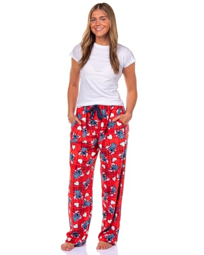 Disney Lilo & Stitch Adult Stitch Lovestruck Hearts Fleece Pajama Sleep Pants For Men and Women4