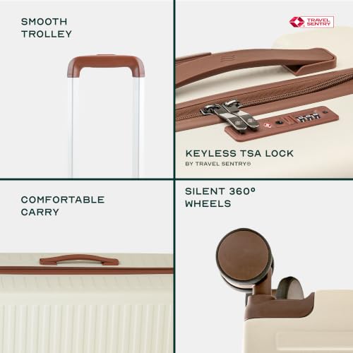 Image of Assembly Stark 28 Inch Large Check-in Trolley Bag Hard Shell Polycarbonate Suitcase with TSA Lock 8 Spinner Wheels Moon White