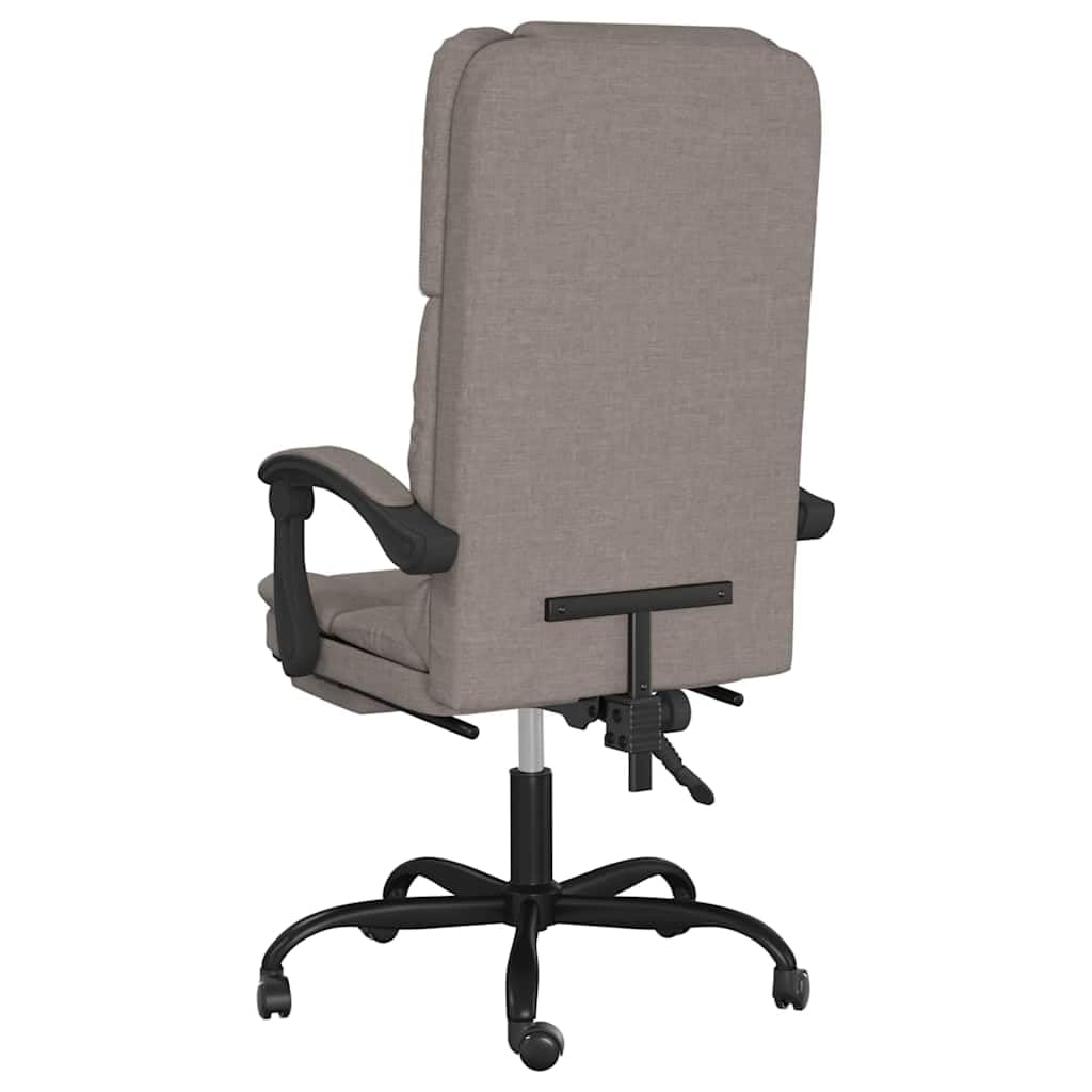 Krzesło biurowe z funkcją masażu, regulowane oparcie i wysokość, oddychający materiał taupe, ergonomiczne krzesło obrotowe z kółkami, podparcie okolic lędźwiowych