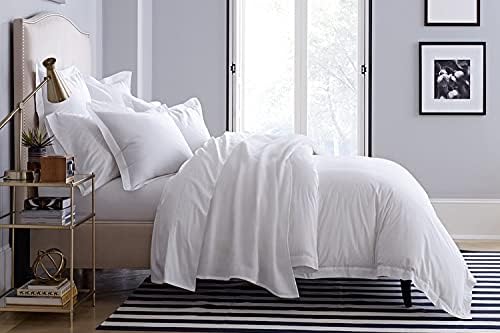 eBeddy Linens Duvet Cover Set Twin/Twin XL Size 68x90 Inch Certified Egyptian Cotton Soft and Lightweight 3 Pieces (1 Comforter Cover & 2 Pillowcase) Zipper Closure & Corner Ties, White Solid