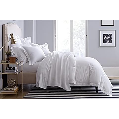 Hotel Quality 800 Thread Count Egyptian Cotton 3pc Duvet Cover Set Zipper Closer with Corner Ties (King -XL 116x98, White Solid) Cover