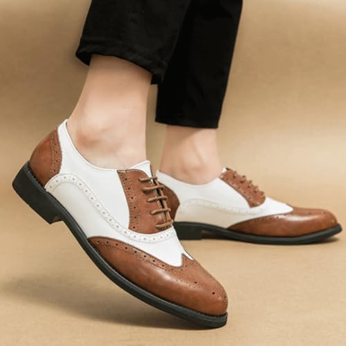 Mens Lace-Up Leather Dress Men's Classic Retro Brogue Shoes Business Office Flats Men Wedding Party Oxfords2
