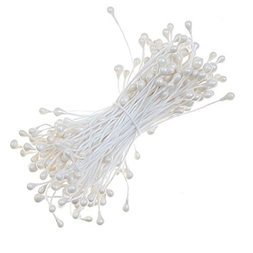 Flower Stamens Floral Buds Double-Tipped Pearl for Flower Making 170pcs (White)