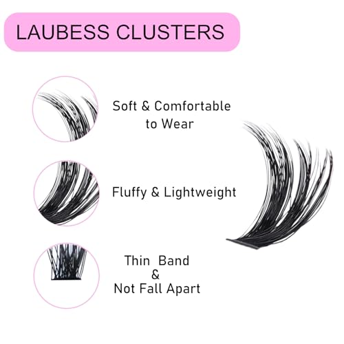 Image of Eyelash Clusters LAUBESS Lash Clusters Individual Lashes Cluster Eyelash Extensions DIY at Home Waterproof Cluster Lashes (60D /80D-0.07D-8-18)