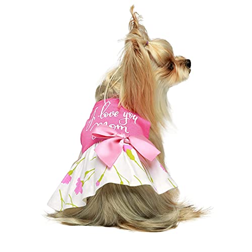 Fitwarm I Love You Mom Dog Clothes Holiday Festival Dog Dresses Puppy Party Costumes Doggie Shirts Cat Outfits Pink Small #TOP2