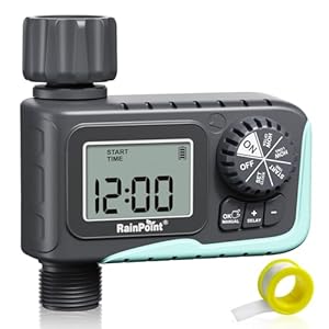 RAINPOINT Sprinkler Timer Outdoor, Water Timer for Garden Hose, Programmable Watering Irrigation Timer with Rain Delay/Manual, V2, 2024 Release(Plastic)