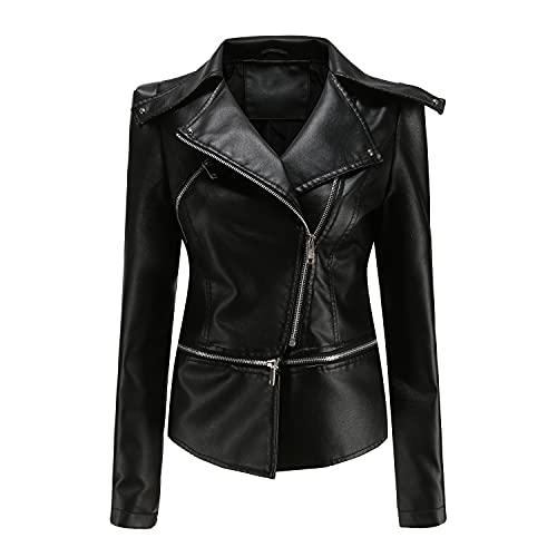 Veste moto asym chic en simili cuir pour vos sorties en ville