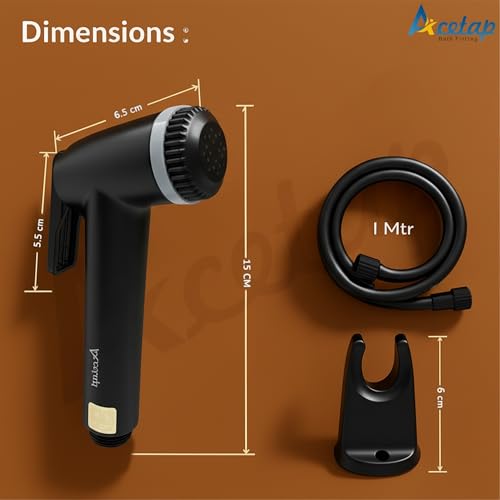 Image of Acetap ABS Black Polished Health Faucet with 1 Meter Tube and Wall Hook