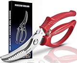 Gerior Heavy Duty Poultry Shears - Kitchen Scissors for Cutting Chicken, Poultry, Game, Meat - Chopping Vegetable - Spring Loaded - Red