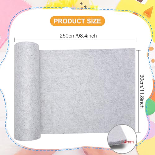 Miniatura 2 de Lupatdy Tela De Fieltro Gris Claro 30cm X 250cm, Rollo De Fieltro Para Manualidades, Telas Por Metro, 4mm De Grosor, Tela De Fieltró Para Patchwork, Costura, Manualidades, Decoración