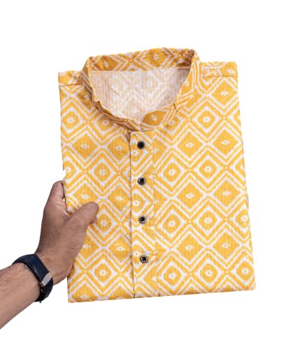 Image of FOXDX Men's Traditional Cotton Floral Printed Only Kurta