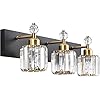 Presde black gold crystal bathroom vanity lights fixtures over mirror modern 3 light bath wall lighting  urban country home decor