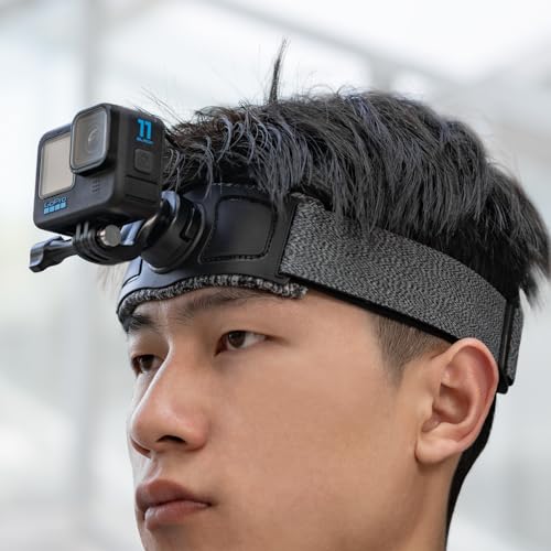 SUREWOクイックリリースヘッドストラップマウントGopro用、調節可能な着用ヘッドベルトは、GoProヒーロー13/12/11/10/9/8/7/6/5ブラック、DJI Osmoアクション4/3/2、インスタ360と互換性があります (T3)
