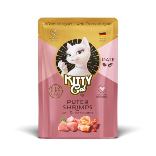 KITTY Cat Paté Mix 2, 6 x 85 g, Nassfutter für Katzen im Probierpaket, getreidefreies Katzenfutter mit Taurin, Lachsöl und Grünlippmuschel, Alleinfuttermittel mit hohem Fleischanteil, Made in Germany