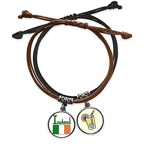 Bracelet drapeau Irlande vert cordon tressé main bijoux cuir