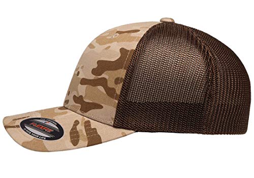Image of Flexfit Trucker Mesh Fitted Cap | 6-Panel, Mid-Profile, Stretchable Mesh Backing, Flexfit Sweatband, Curved Visor, Silver Undervisor