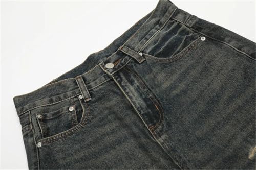 Men’s Ripped Distressed Jeans, Retro High Street, Baggy Loose Wide Leg Denim Pants, Summer Trousers4