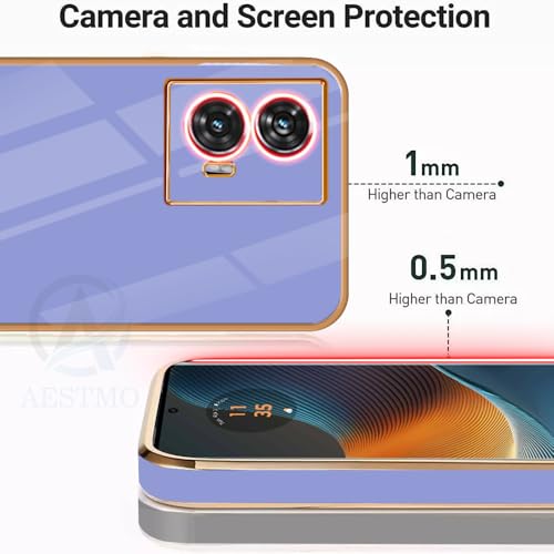 Image of AESTMO Back Case Cover for Moto Edge 50 Fusion 5G Back Cover | Gold Electroplating Chrome | Raised Edges | Super Soft-Touch | Bumper Back Case for Moto Edge 50 Fusion 5G (Gold & Blue)