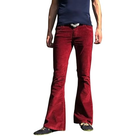 Men's Retro Burgundy Red Flared Trousers Cover