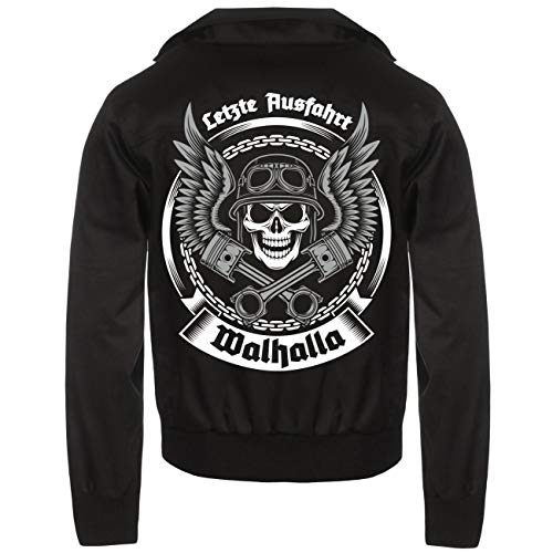 SONS OF ODIN Herren Harrington Jacke Letzte Ausfahrt Walhalla Wikinger Tour Thor Hammer Biker