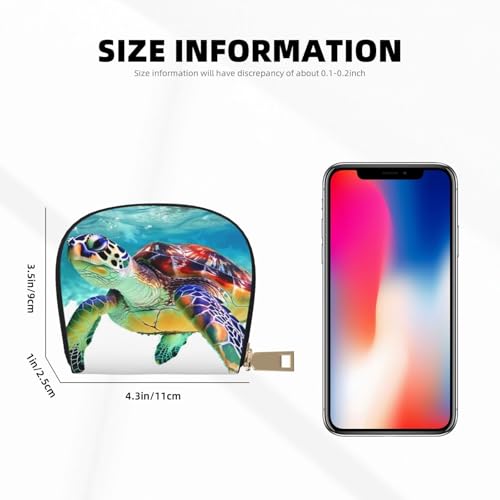 Sea Turtle Art Printed Credit Card Wallet for Women Men Cute Zipper Card Cases Holder Mini Coin Purse with 12 Card Slots3