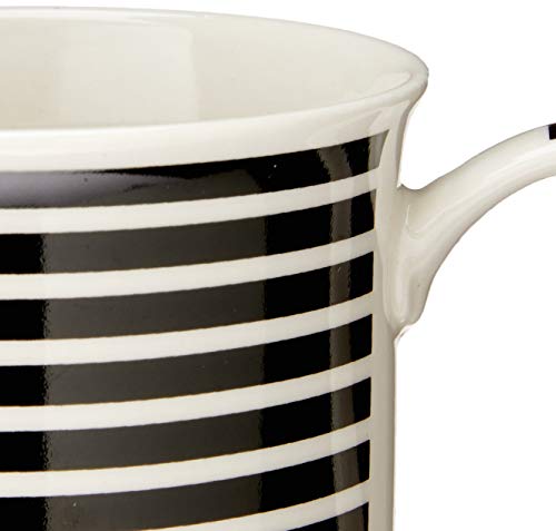 Caneca De Porcelana Lines Branca E Preta 350ml Lyor Branco E Preto No Voltagev