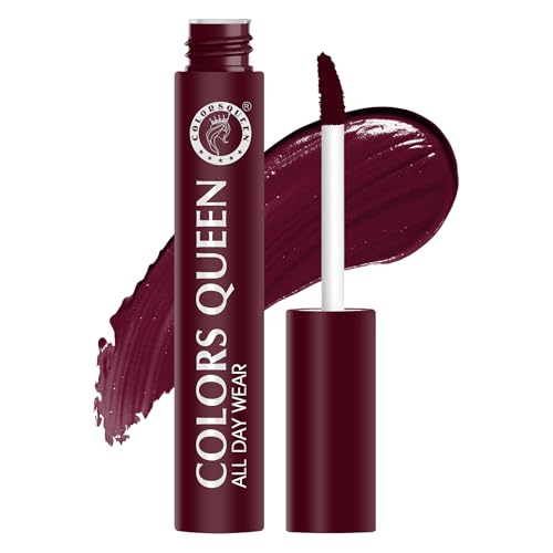 Image of Colors Queen All Day Wear Liquid Lipstick - Rose Wood, 12g | Highly Pigmented, Long Lasting Matte Lipstick | Smooth One Swipe Application, Lightweight & Non Transfer Liquid Lipstick for Women