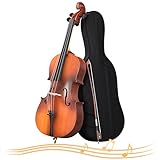 EPOFIT Full Size Cello Kit, Acoustic Cello Instrument for Adults,Students,Beginners,Complete Cello 4/4 Set with Portable Bag, Bow, Rosin, Matte Wood Color